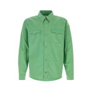Versace Men Grass Green Cotton Shirt